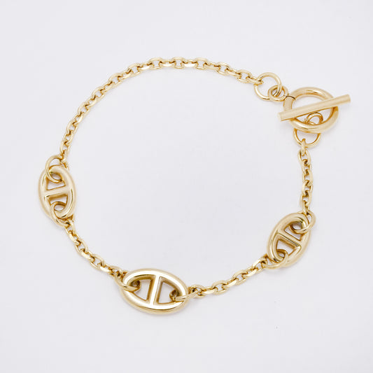 SSYB7281 - Steel 18cm mariner & anchor link toggle bracelet