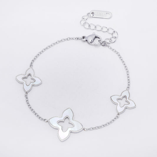 SSYB7282 - Steel 15cm + 4cm flower bracelet