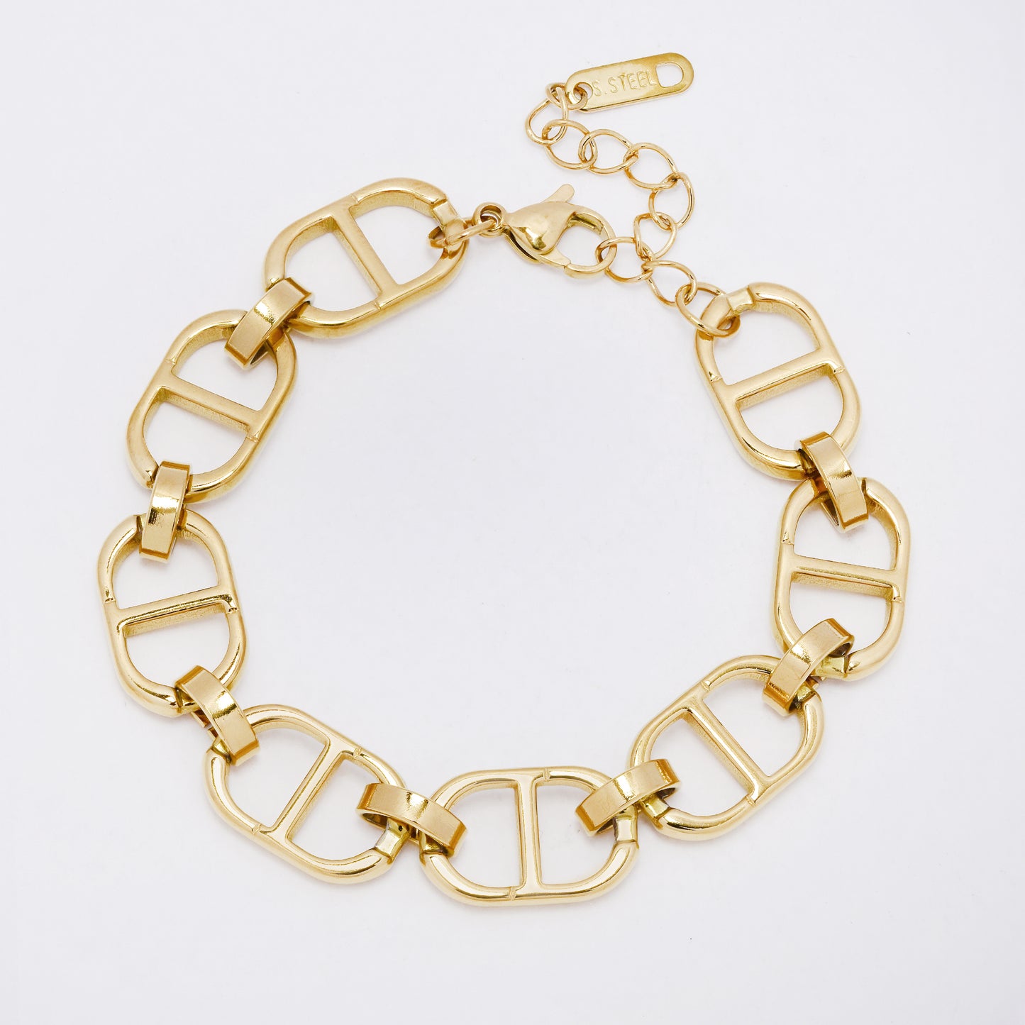 SSYB7284 - Steel 17cm + 4cm mariner link bracelet
