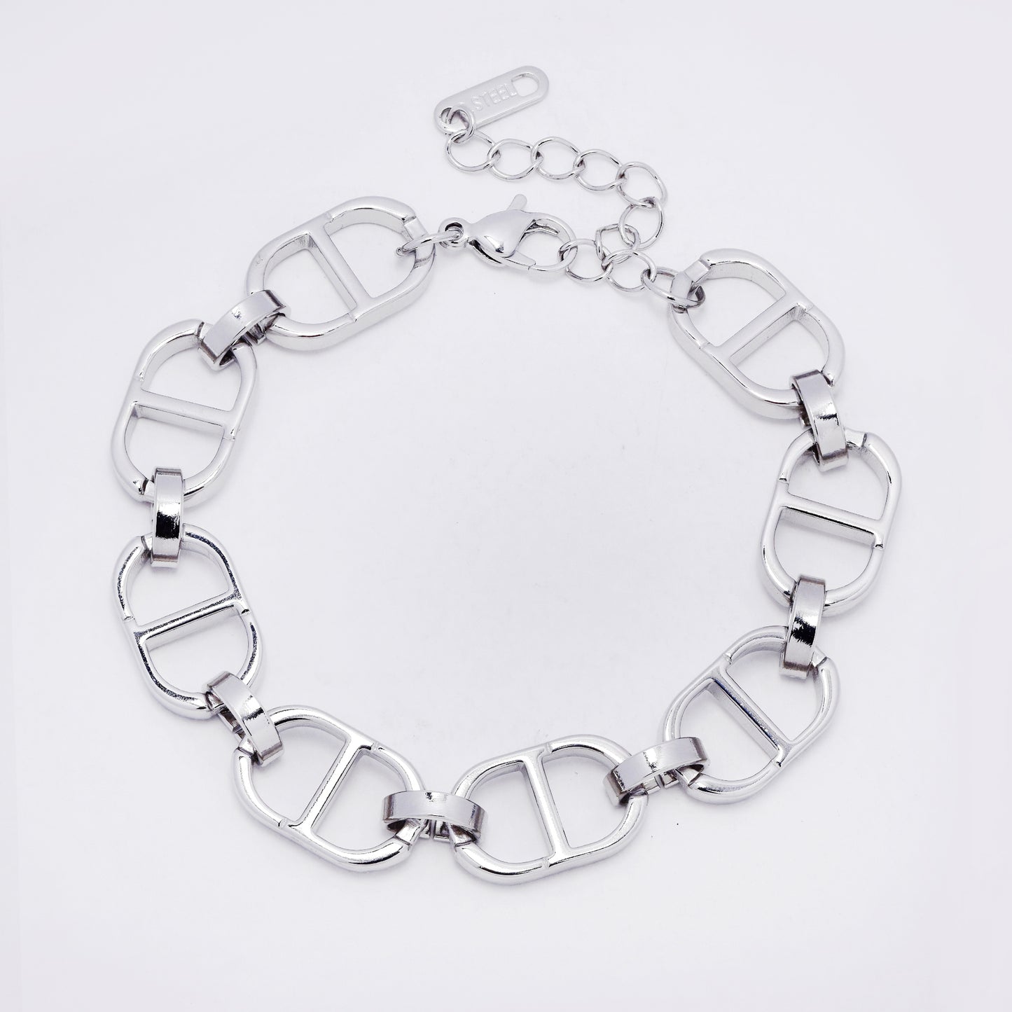 SSYB7284 - Steel 17cm + 4cm mariner link bracelet
