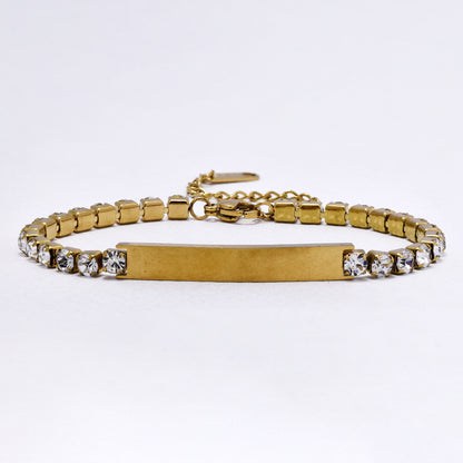 SSYB7295 - Steel 17mm + 5cm x 4mm CZ ID bracelet