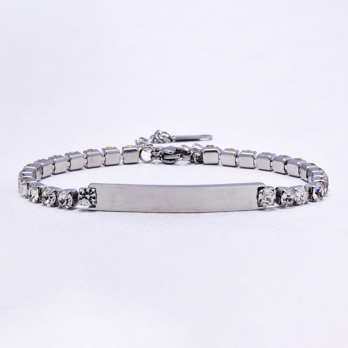 SSYB7295 - Steel 17mm + 5cm x 4mm CZ ID bracelet