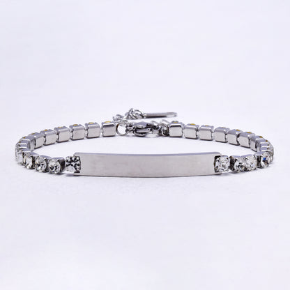 SSYB7295 - Steel 17mm + 5cm x 4mm CZ ID bracelet