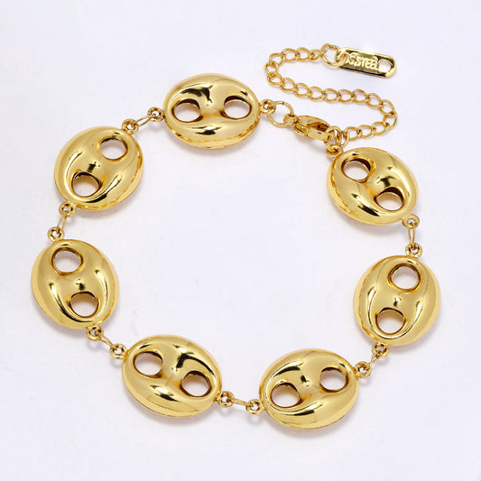 SSYB7302 - Steel 19cm + 5 cm x 15mm hollow chunky gucci link bracelet