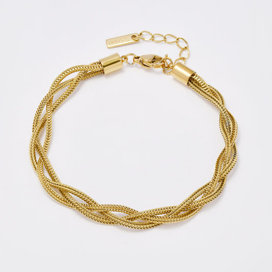SSYB7354 - Steel 17cm + 3 cm x 5mm 3-strand plaited box chain bracelet