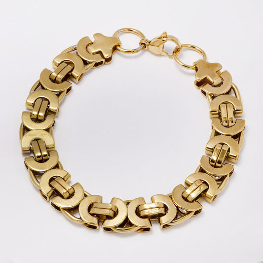 SSYB7380 - Steel 21cm x 11mm statement byzantine bracelet