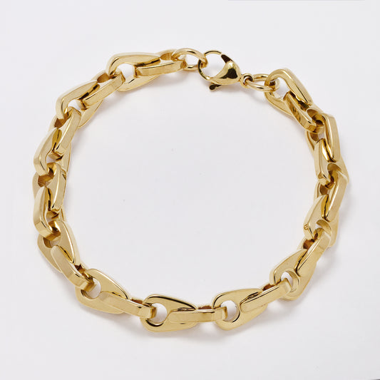 SSYB7381 - Steel  22cm x  9mm chunky fancy link bracelet