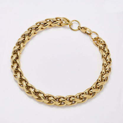 SSYB7386 - Steel 23cm x 8mm interlinked bracelet
