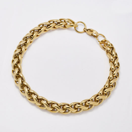 SSYB7386 - Steel 23cm x 8mm interlinked bracelet