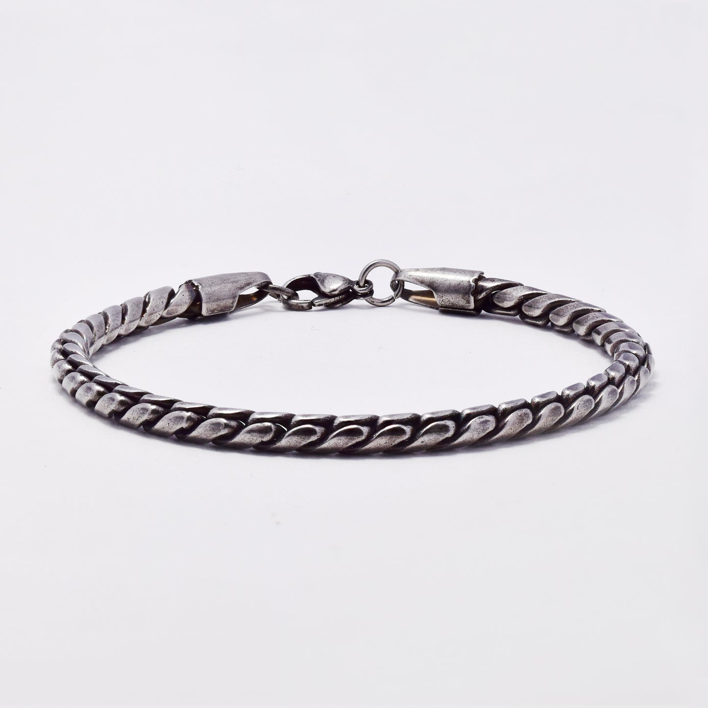 SSYB7387 - Steel 22cm x 5mm oxidised round link bracelet