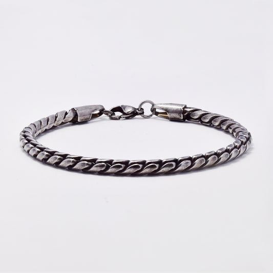 SSYB7387 - Steel 22cm x 5mm oxidised round link bracelet