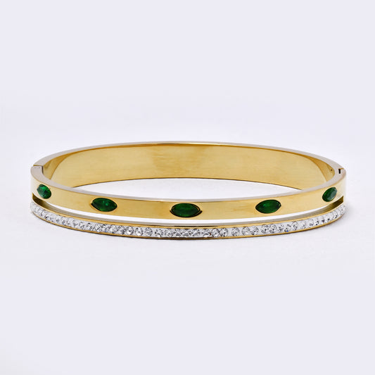 SSYB7407 - Steel CZ 60mm x 50mm x 8mm hinged bangle