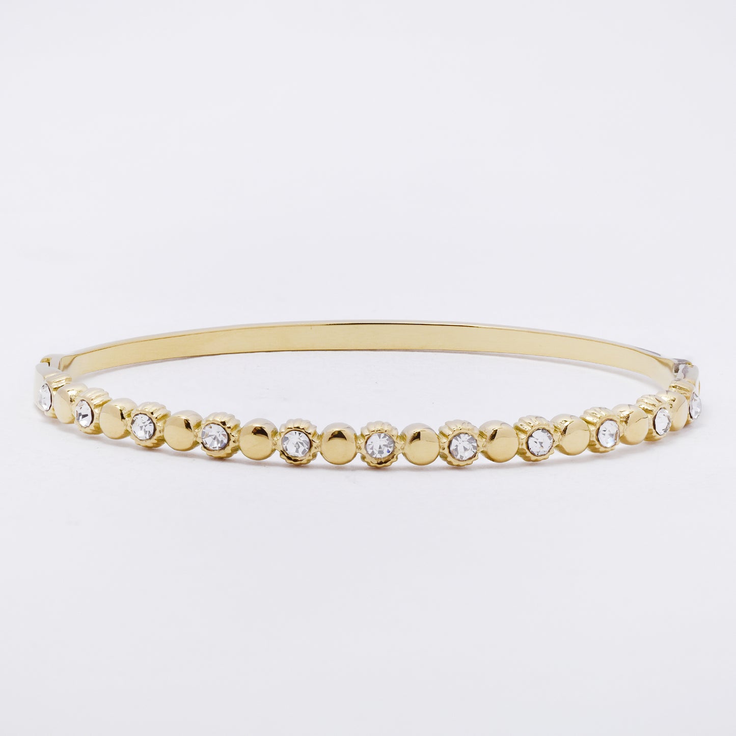 SSYB7420 - Steel 60mm x 51mm x 4mm CZ hinged bangle
