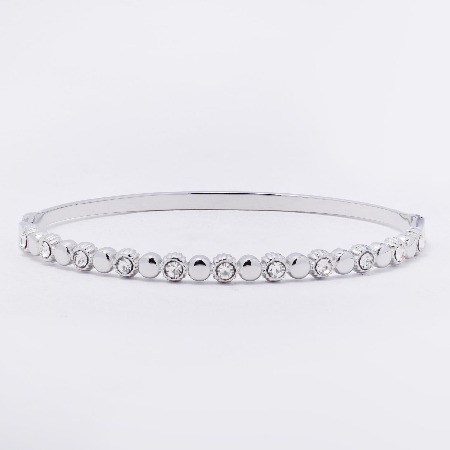 SSYB7420 - Steel 60mm x 51mm x 4mm CZ hinged bangle