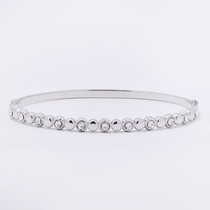 SSYB7420 - Steel 60mm x 51mm x 4mm CZ hinged bangle