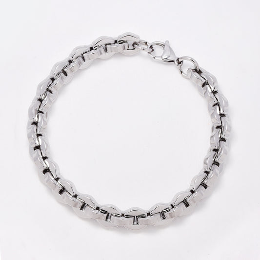 SSYB7775 - Steel 22cm x 8.5mm statement round link bracelet