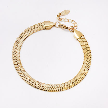 SSYB7789 - Steel 18cm + 3cm x 6mm herringbone bracelet