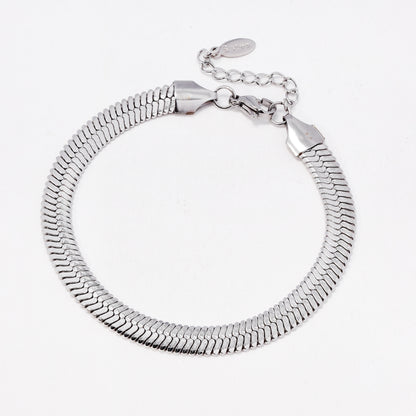 SSYB7789 - Steel 18cm + 3cm x 6mm herringbone bracelet