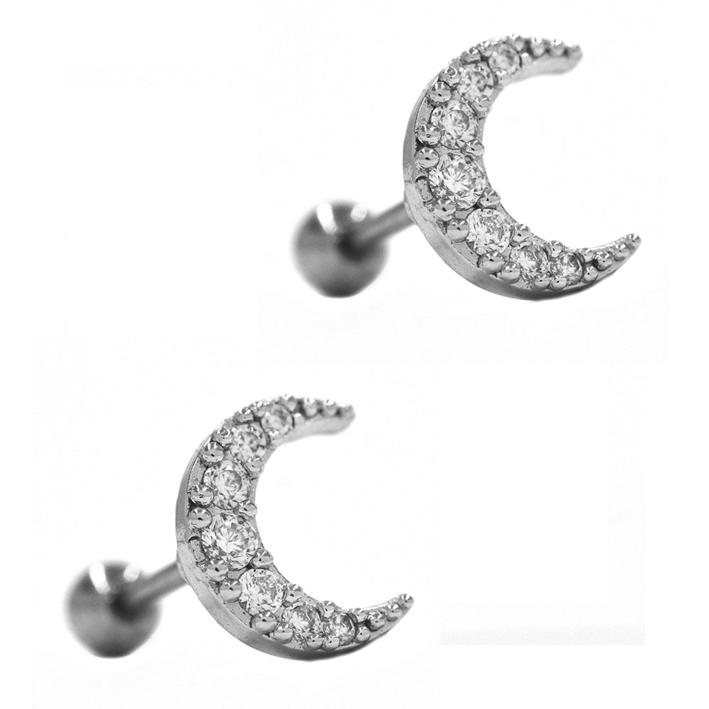 2 Pack Stainless steel half moon cartilage piercing