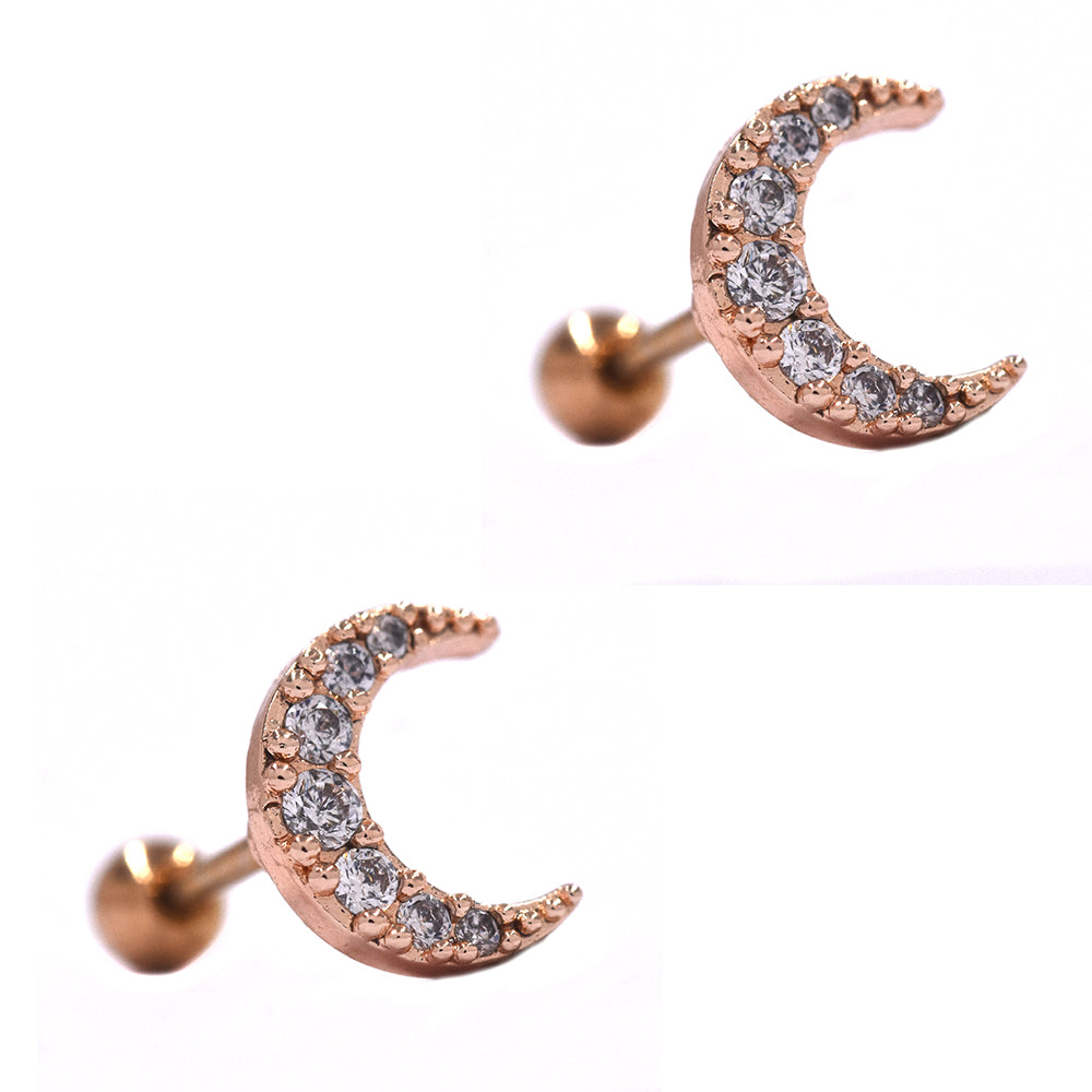 2 Pack Stainless steel half moon cartilage piercing