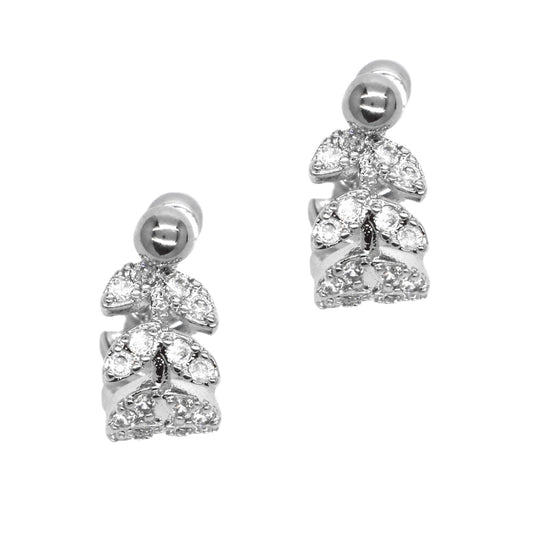 2 Pack Stainless steel  leaf cubic zirconia piercing - SSYBJ2290