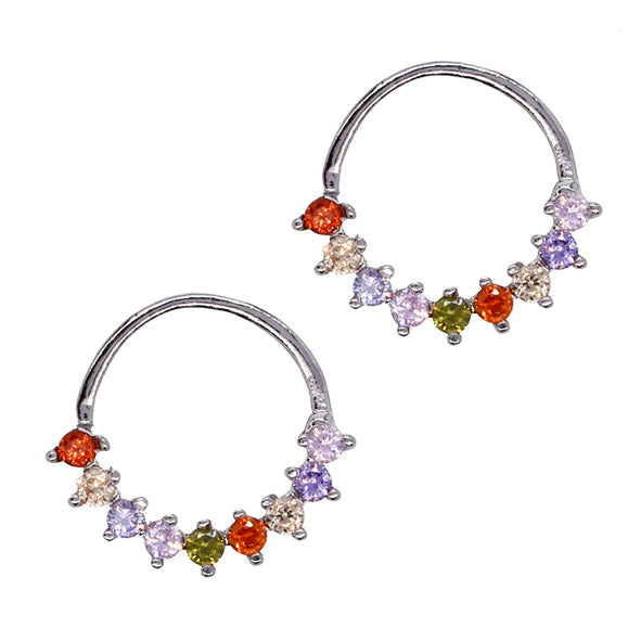 2 Pack silver colour spike crystal septum piercing - YBJ2296
