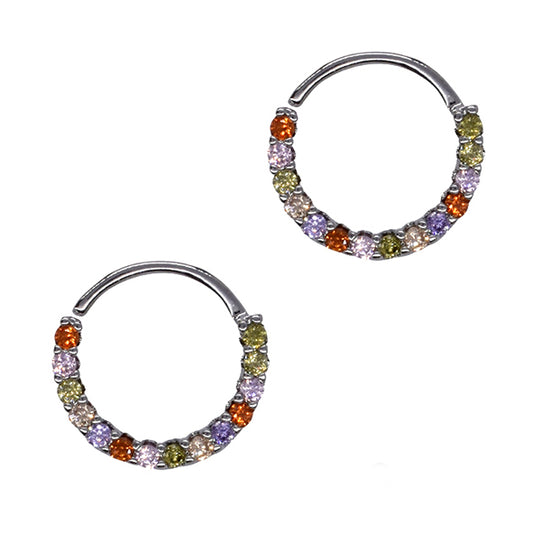 2 Pack silver colour crystal septum piercing - YBJ2298
