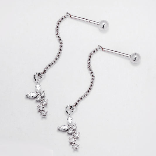 SSYBJ2301 - Steel 2-Pack CZ butterfly threader piercing