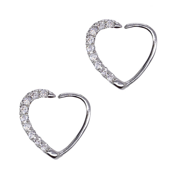 2 Pack silver half crystal heart piercing - YBJ2306