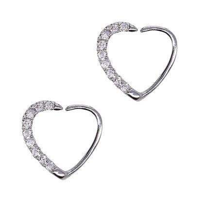 2 Pack silver half crystal heart piercing - YBJ2306