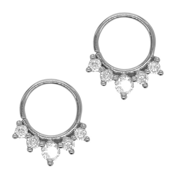 2 Pack 5 crystal spike fan septum piercing - YBJ2313