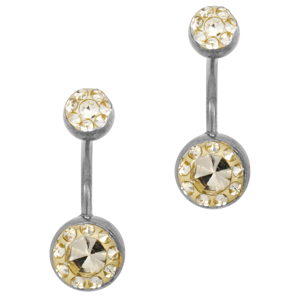 2 Pack Stainless steel cubic zirconia belly ring - SSYBJ3380