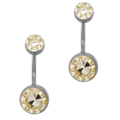 2 Pack Stainless steel cubic zirconia belly ring
