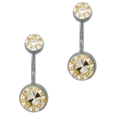 2 Pack Stainless steel cubic zirconia belly ring - SSYBJ3380
