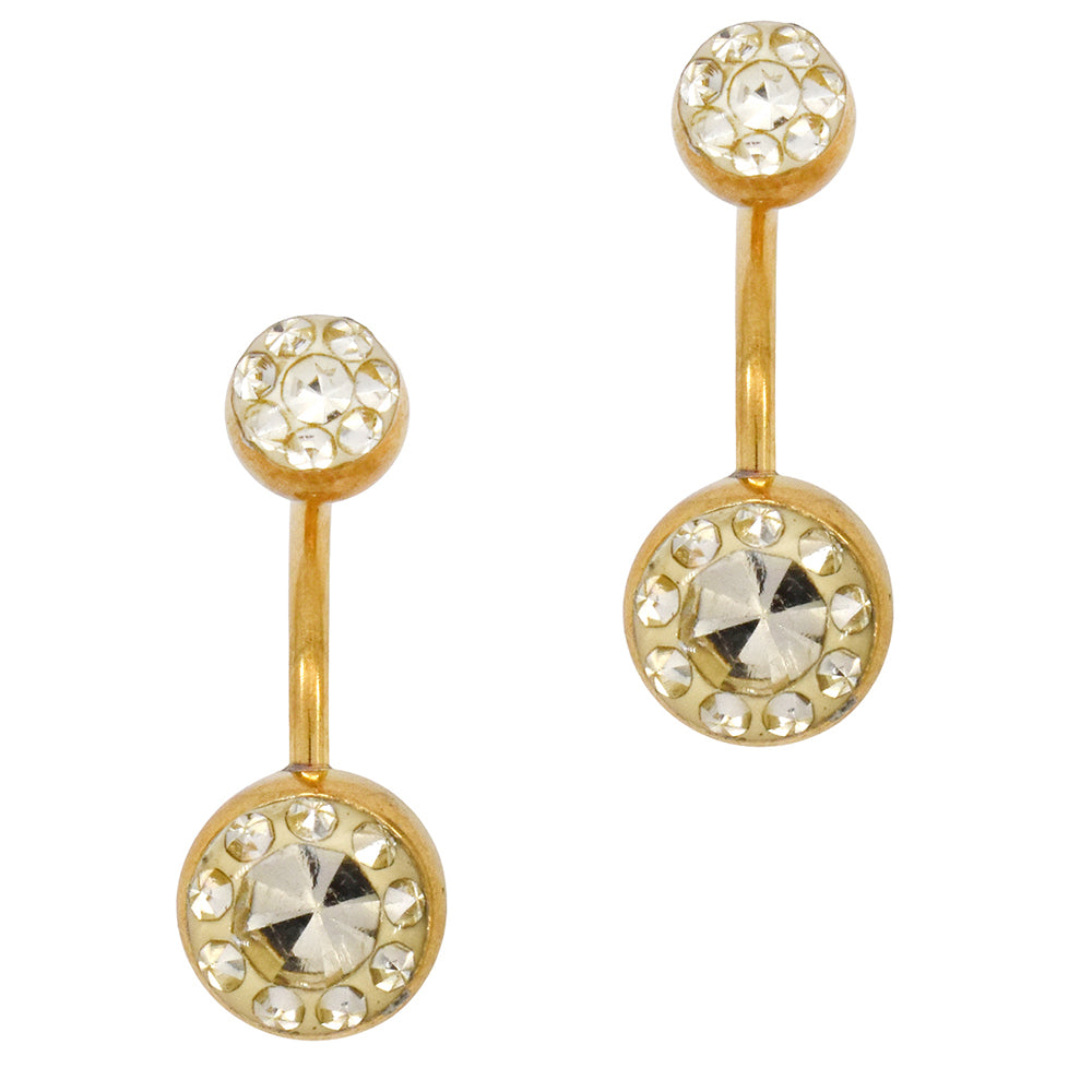 2 Pack Stainless steel cubic zirconia belly ring - SSYBJ3380
