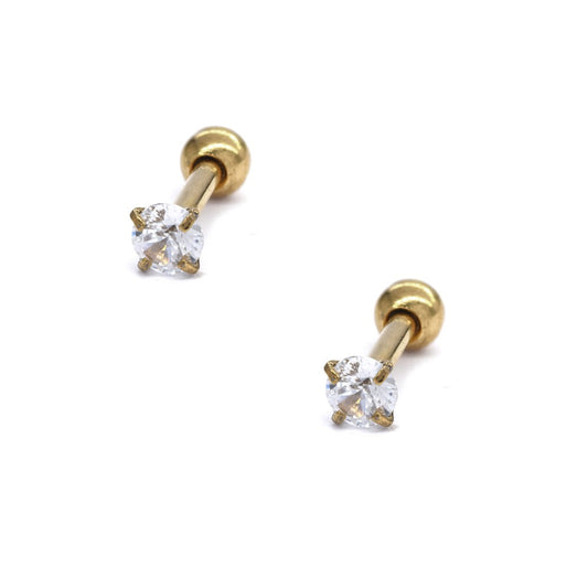 2 Pack stainless steel 3mm cubic zirconia ear piercing stud - SSYBJ4041