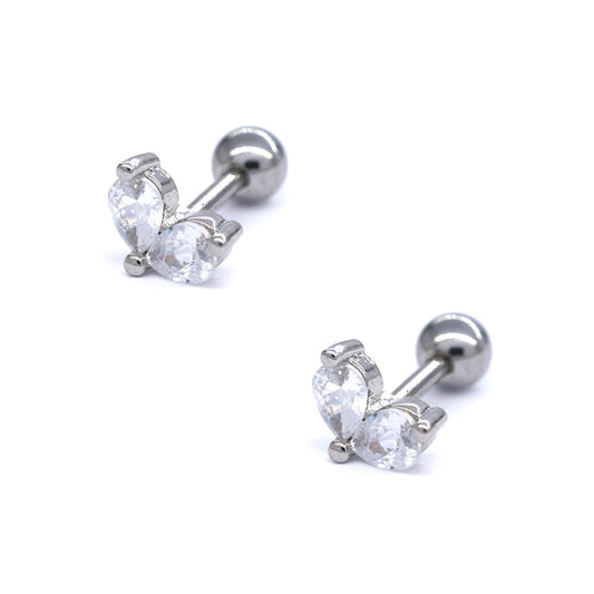 2 Pack Stainless steel heart half wing stud - SSYBJ4043