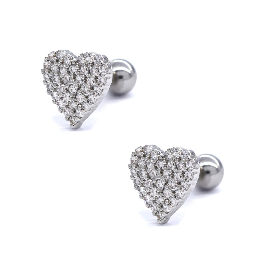 2 Pack Stainless steel CZ pave heart piercing - SSYBJ4044