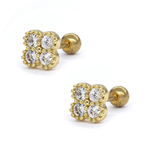 2 Pack Stainless steel flower ear piercing - SSYBJ4055