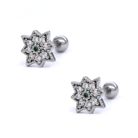 2 Pack Stainless steel delicate flower ear piercing - SSYBJ4067