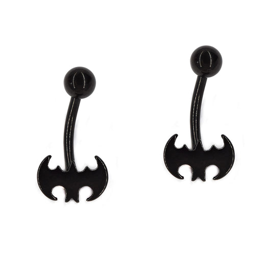 2 Pack Stainless steel batman belly ring