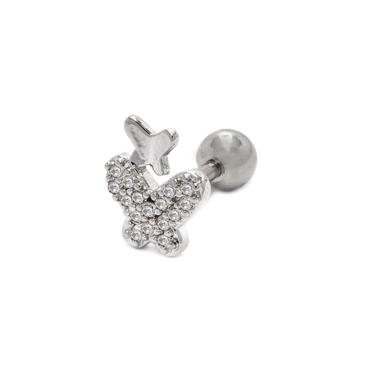 Cubic zirconia double butterfly cartilage piercing