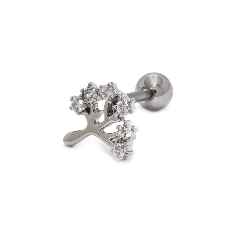 Cubic zirconia tree of life Stainless steel cartilage piercing - SSYBJ4482