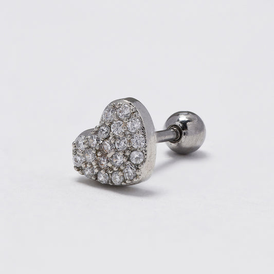 Stainless steel cubic zirconia silver heart piercing - SSYBJ4811