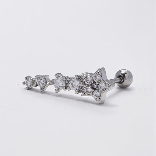 Stainless steel cubic zirconia silver shooting star piercing - SSYBJ4813