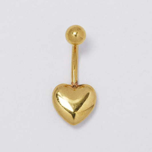 Stainless steel gold heart belly ring