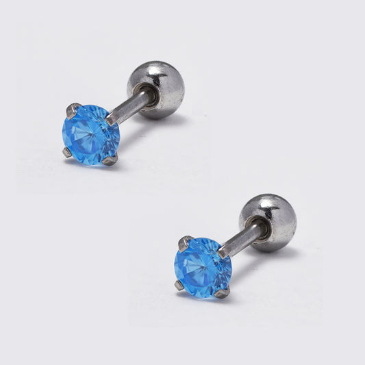 2 Pack Stainless steel blue 3mm cubic zirconia piercing - SSYBJ4821