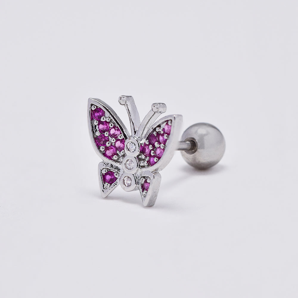 Stainless steel butterfly cubic zirconia piercing - SSYBJ4855