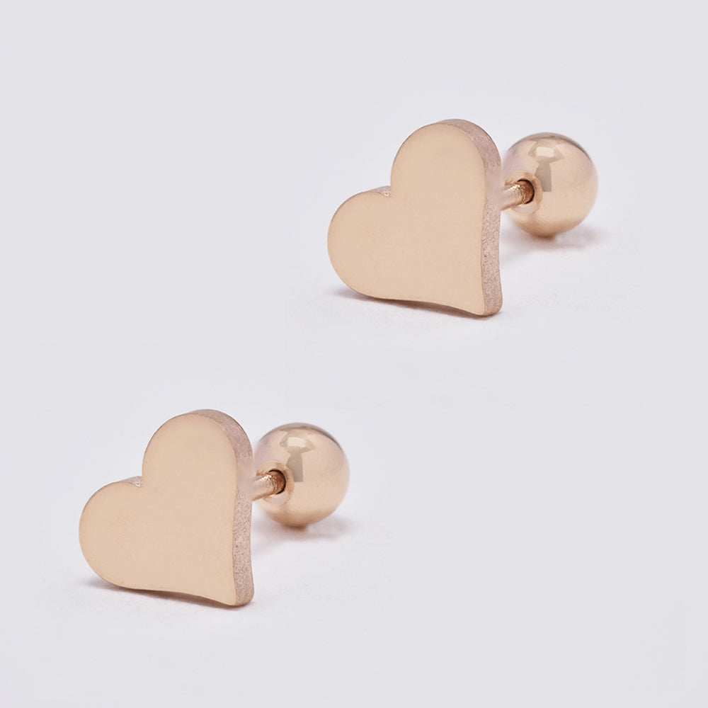 2 Pack stainless steel heart ear piercing with ball closure - SSYBJ4863
