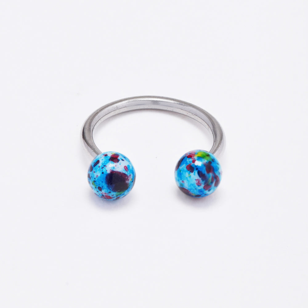 Stainless steel septum ring with blue ball closure - SSYBJ4883